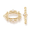 Brass Micro Pave Clear Cubic Zirconia Toggle Clasps KK-F820-08G-3