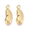 304 Stainless Steel Feather Pendants STAS-T067-48G-1