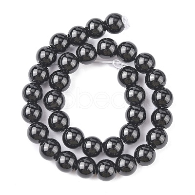 Synthetic Black Stone Beads Strands G-G088-6mm-1