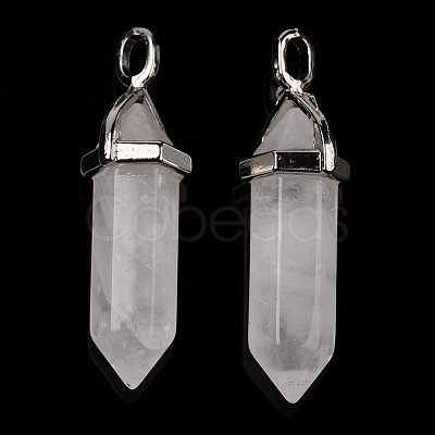 Natural Quartz Crystal Double Terminated Pointed Pendants G-F295-04G-1