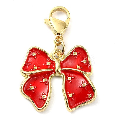 Bowknot Alloy Enamel Pendant Decorations HJEW-JM02209-1