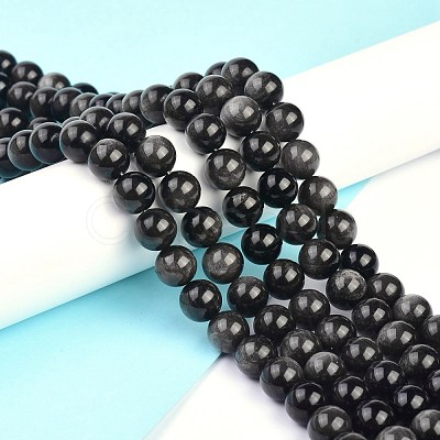 Natural Silver Obsidian Beads Strands G-D083-01A-1