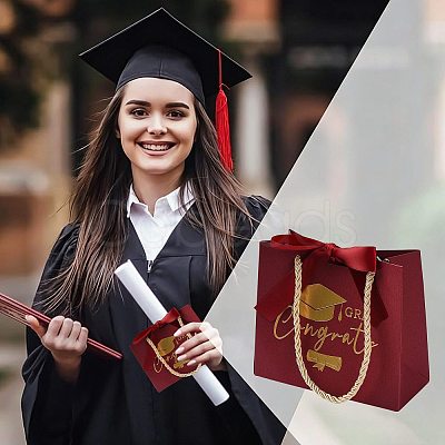 Gold Stamping Graduation Cap Paper Gift Bags CARB-FZC0001-01B-1