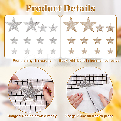 12Pcs 4 Styles Self Adhesive Rhinestone Appliques DIY-FG0008-27-1