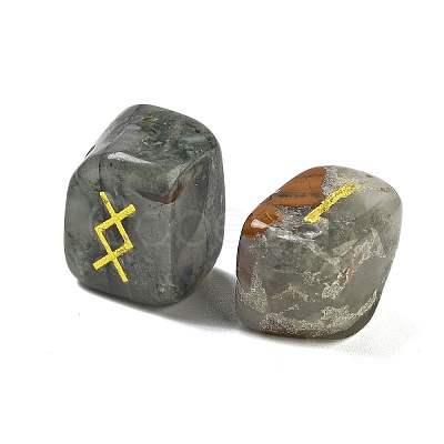 Rectangle Natural Bloodstone Rune Stones G-Z059-01L-1