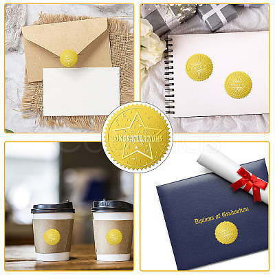 34 Sheets Self Adhesive Gold Foil Embossed Stickers DIY-WH0509-026-1