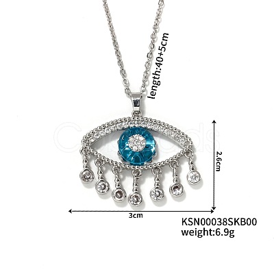 Cute Eye Brass Clear Cubic Zirconia Pendant Necklaces SU9142-1-1