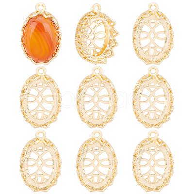 10Pcs Brass Pendant Cabochon Open Back Settings KK-BC0009-81-1