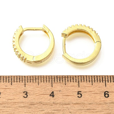Brass Clear Cubic Zirconia Hoop Earrings LS-EJEW-M047-20G-1