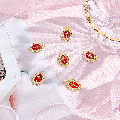 6Pcs Brass Enamel Pendants KK-BBC0019-83-1