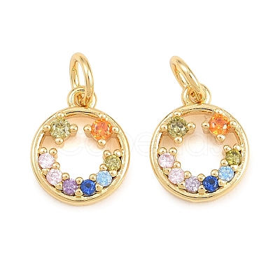 Brass Micro Pave Colorful Cubic Zirconia Charms KK-P353-07G-1