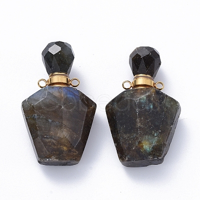 Faceted Natural Labradorite Openable Perfume Bottle Pendants G-E564-09D-G-1