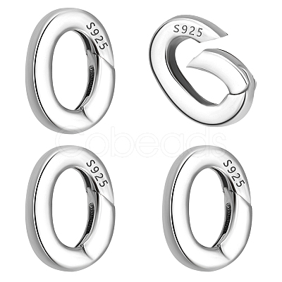 PandaHall Elite 4Pcs 925 Sterling Silver Spring Gate Rings STER-PH0001-53-1