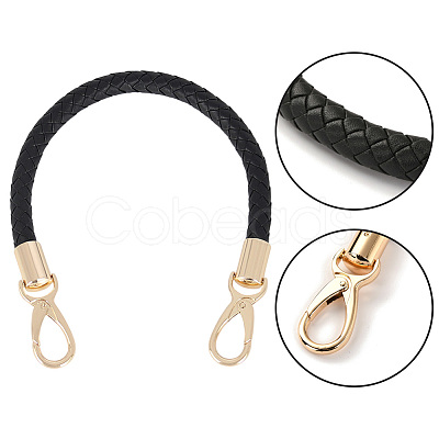 CutHollow 2Pcs Braided Round PU Leather Bag Straps Bag Handles FIND-CL0001-02B-1
