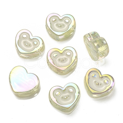 UV Plating Rainbow Iridescent Acrylic Enamel Beads OACR-G012-10B-1