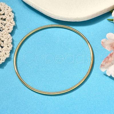 Ion Plating(IP) 304 Stainless Steel Simple Plain Bangle for Women High Polished BJEW-F461-01A-G-1