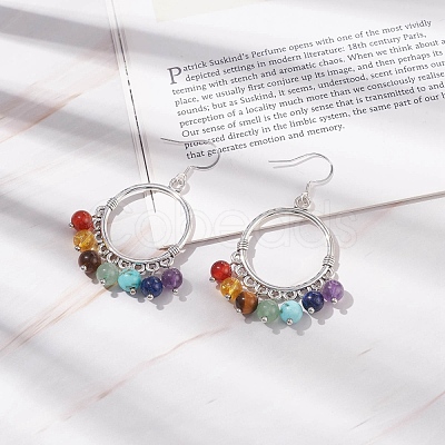 Natural & Synthetic Mixed Gemstone Chandelier Earrings EJEW-TA00105-1