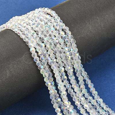 Faceted(32 Facets) Glass Beads Strands Round X-GF4mmC28-AB-1