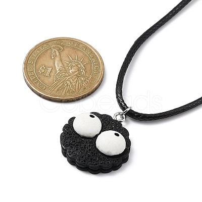 Cartoon Cookies Resin Pendant Necklaces NJEW-JN04553-1