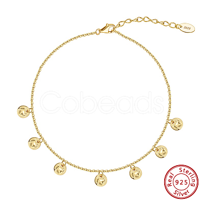925 Sterling Silver Cable Chain Anklet AJEW-Z029-13G-1
