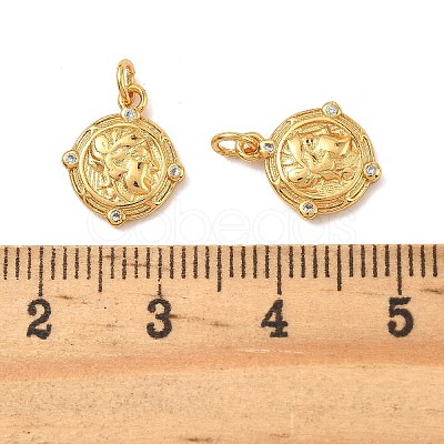 Brass Micro Pave Cubic Zirconia Charms KK-K364-44G-1