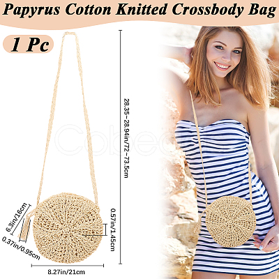 1Pc Papyrus Cotton Knitted Crossbody Bags AJEW-BBC0002-27B-1