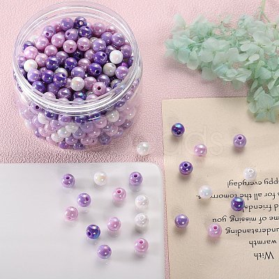 400Pcs 4 Colors Opaque Acrylic Beads MACR-SZ0001-79C-1
