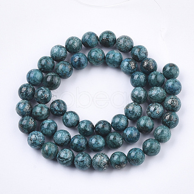 Assembled Natural Bronzite and Synthetic Turquoise Beads Strands G-S329-085B-8mm-1