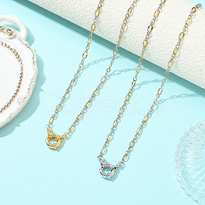 2Pcs 2 Colors 3MM Two Tone 304 Stainless Steel Figaro Chain Necklaces NJEW-JN06465-1