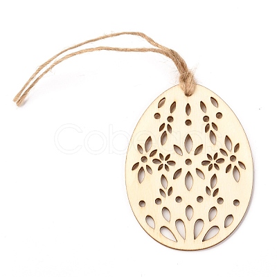 DIY Egg Shape Handmade Hollow Out Graffiti Wood WOOD-G007-01F-1