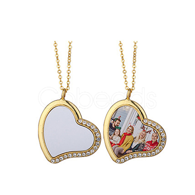 Sublimation Blank Aluminum Pendant Necklace NJEW-E020-03G-03-1