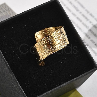 304 Stainless Steel Open Cuff Ring for Women LS-RJEW-M049-01G-03-1