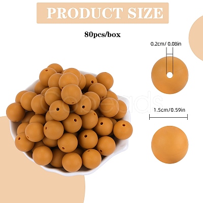 80Pcs Round Silicone Focal Beads SIL-SZ0001-24-19-1