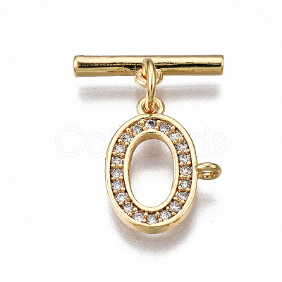 Brass Micro Pave Clear Cubic Zirconia Toggle Clasps KK-T063-97G-NF-1