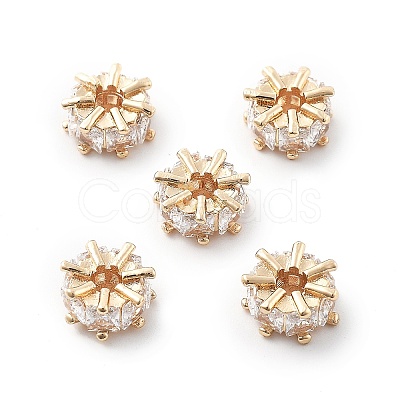 Brass Micro Pave Cubic Zirconia Beads KK-R216-01KCG-1