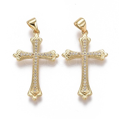 Brass Micro Pave Cubic Zirconia Pendants ZIRC-F115-05G-1