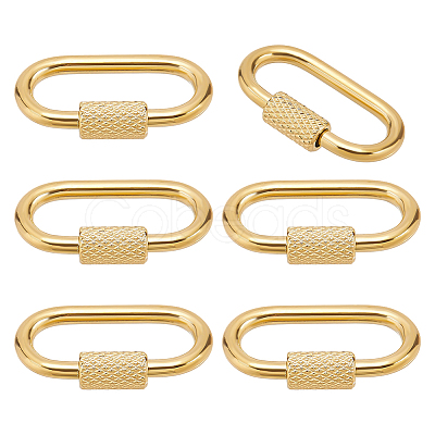 6Pcs 304 Stainless Steel Locking Carabiner STAS-ME0003-71-1