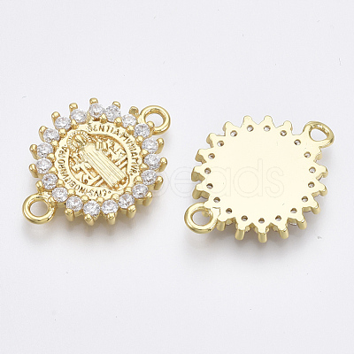 Brass Micro Pave Cubic Zirconia Links Connectors ZIRC-T005-035B-G-1
