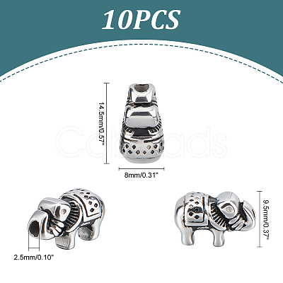 10Pcs 304 Stainless Steel Beads STAS-UN0050-03-1