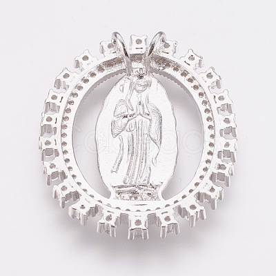 Brass Micro Pave Cubic Zirconia Pendants ZIRC-P075-12P-1