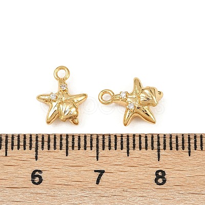 Ocean Theme Brass Micro Pave Cubic Zirconia Charms KK-F902-08F-G-1