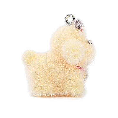 Flocking Opaque Resin Pendants RESI-I353-02P-04-1