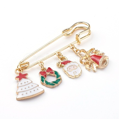 Christmas Theme Brass Safety Brooch X-JEWB-BR00046-03-1