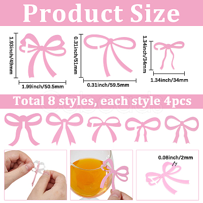 32Pcs 8 Styles Opaque Acrylic Wine Glass Cabochon OACR-SC0002-82B-1