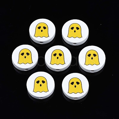 Halloween Printed Natural Wood Beads WOOD-T021-95-1