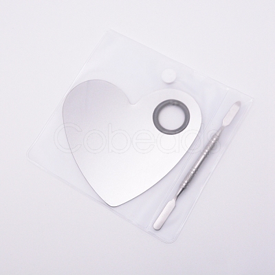 Stainless Steel Color Palette and Double Head Spoon Palette Spatulas Stick Rod MRMJ-WH0062-41P-1