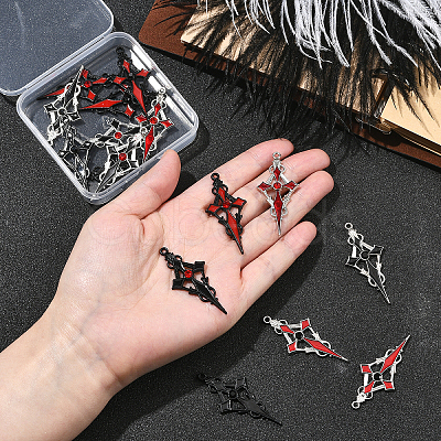 16Pcs 8 Colors Alloy Rhinestone Cross Pendants ENAM-YW0008-03-1