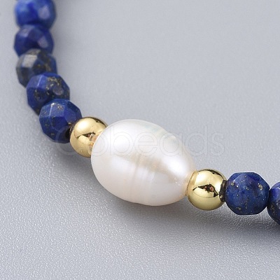 Natural Lapis Lazuli(Dyed) Beads Stretch Bracelets BJEW-JB04676-02-1