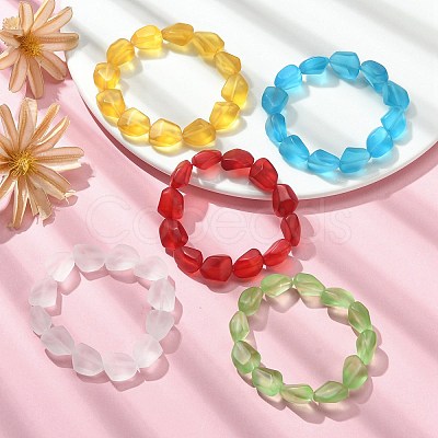Transparent Frosted Glass Beaded Stretch Bracelets for Women BJEW-JB09512-1
