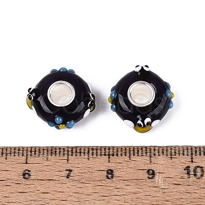 3D Lampwork & Brass Core European Beads LAMP-Q042-01B-1
